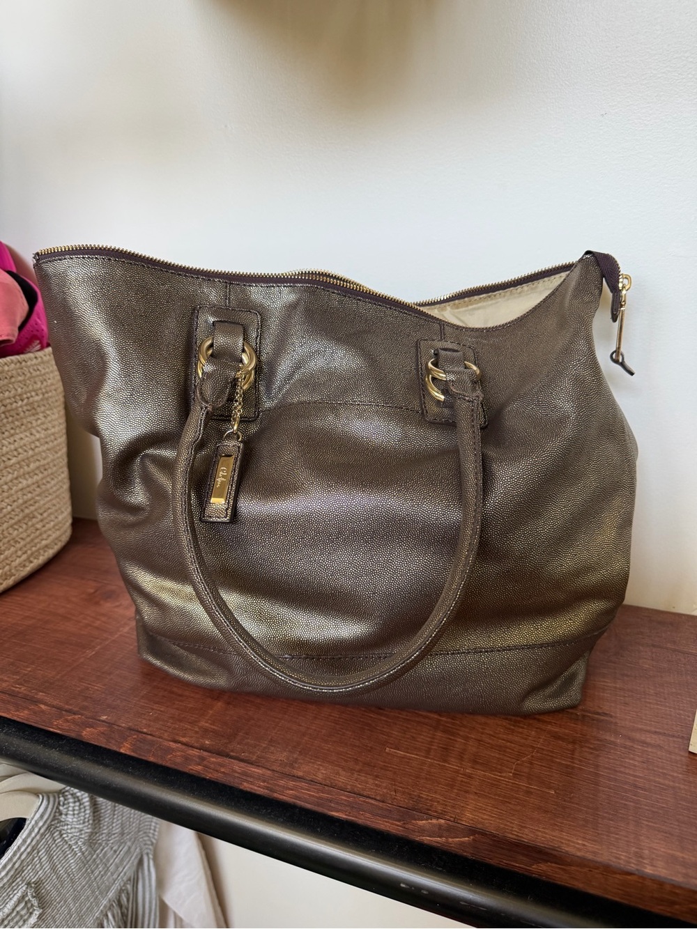 Cole Haan Metallic Brown Shoulder Tote